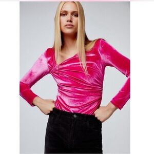 Zara Fuchsia Velvet Bodysuit Size Small